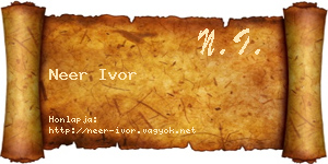 Neer Ivor névjegykártya